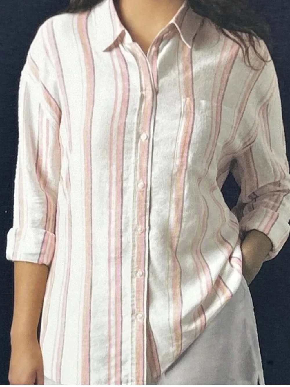 NWT Gap Linen Long Sleeve Button Down Shirt XL